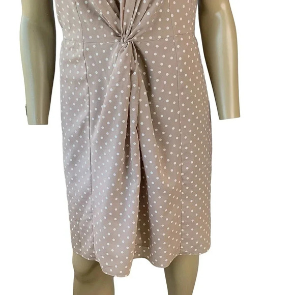 J. Crew Short Sleeve Polka Dot Knot Waist Chiffon Sheath Dress Size 14 Brown Tan - Picture 7 of 16